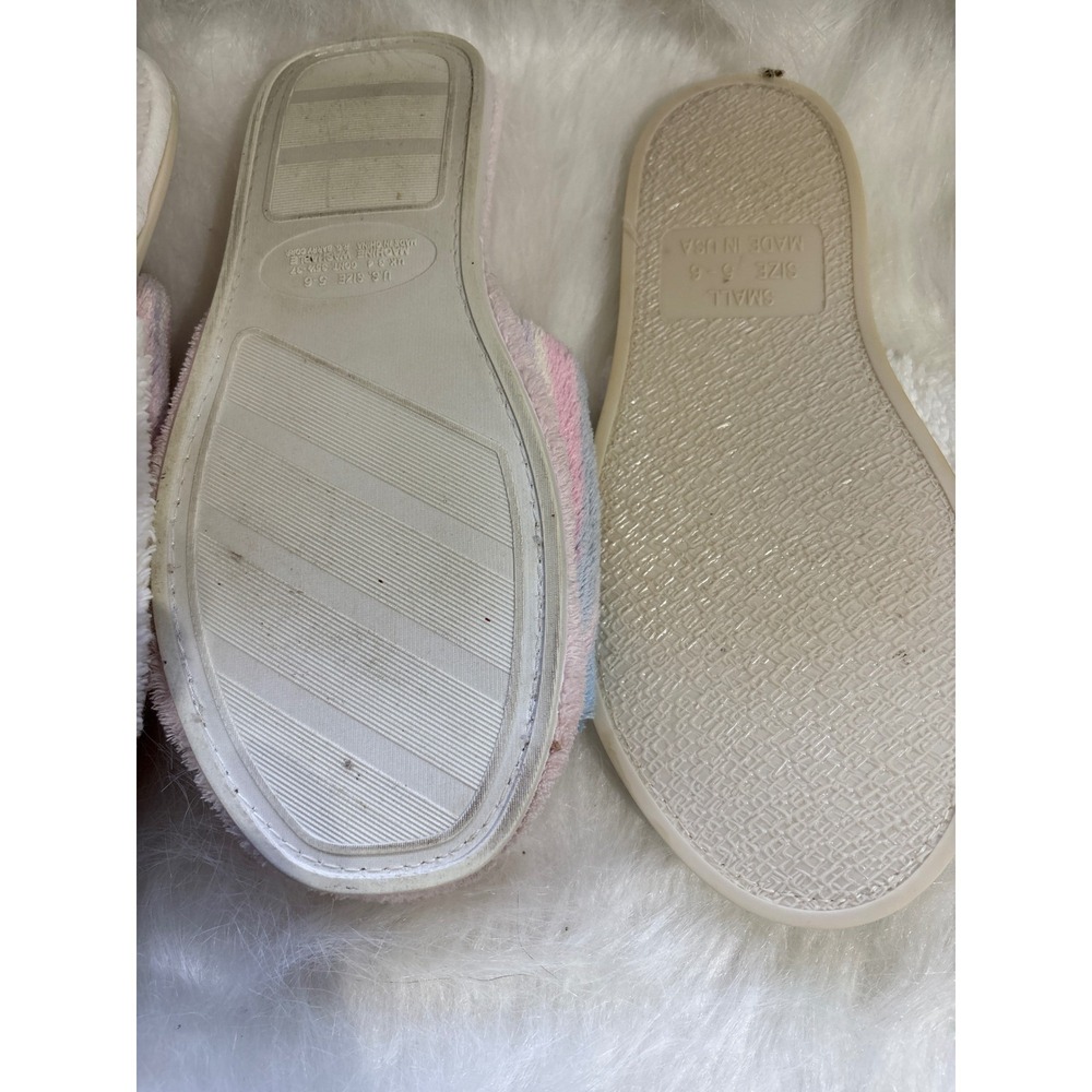 Mark Traver's Pink Blue White Striped Terry Cloth Slide Slippers Small USA Made - Picture 4 of 6